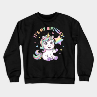It’s My Birthday Unicorn – Cute Star Balloon Girls Birthday Crewneck Sweatshirt