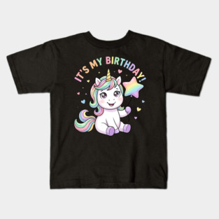 It’s My Birthday Unicorn – Cute Star Balloon Girls Birthday Kids T-Shirt