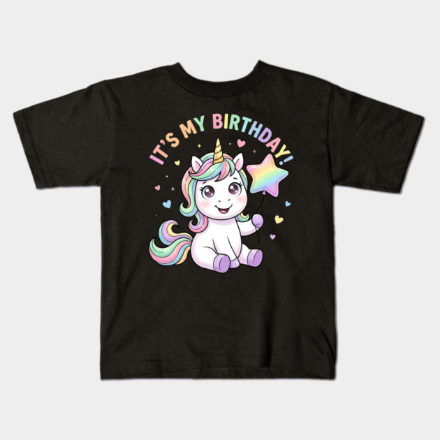 It’s My Birthday Unicorn – Cute Star Balloon Girls Birthday Kids T-Shirt by ArtistTee ⭐⭐⭐⭐⭐