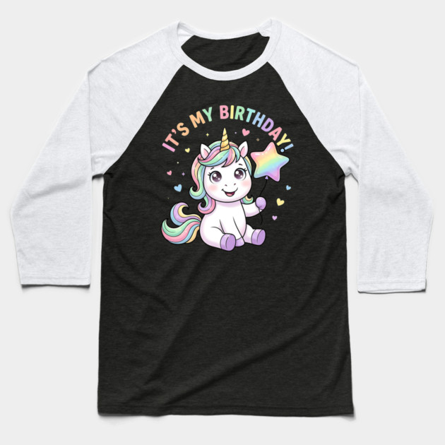 It’s My Birthday Unicorn – Cute Star Balloon Girls Birthday Baseball T-Shirt by ArtistTee ⭐⭐⭐⭐⭐