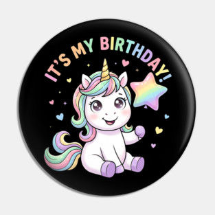 It’s My Birthday Unicorn – Cute Star Balloon Girls Birthday Pin