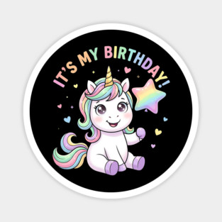 It’s My Birthday Unicorn – Cute Star Balloon Girls Birthday Magnet
