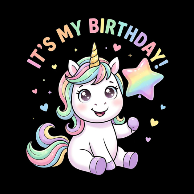 It’s My Birthday Unicorn – Cute Star Balloon Girls Birthday by ArtistTee ⭐⭐⭐⭐⭐