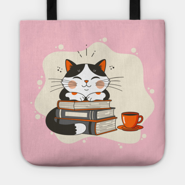 Blissful Bookworm Cat Tote by enrynz
