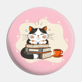 Blissful Bookworm Cat Pin