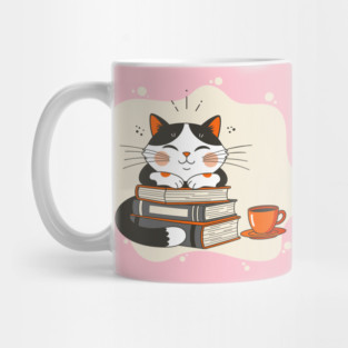 Blissful Bookworm Cat Mug