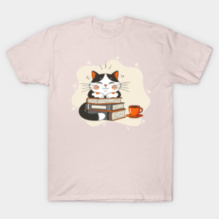 Blissful Bookworm Cat T-Shirt
