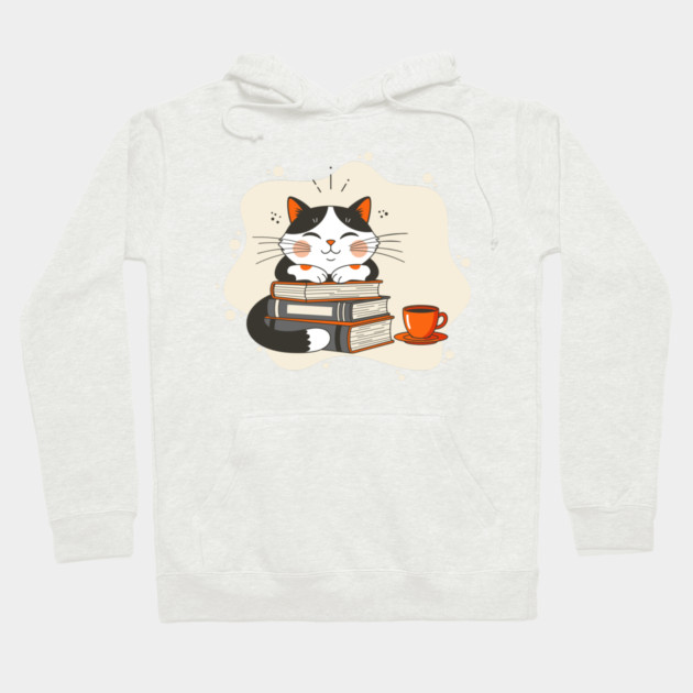 Blissful Bookworm Cat Hoodie by enrynz