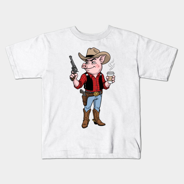 Pig Gunslinger Kids T-Shirt by enrynz