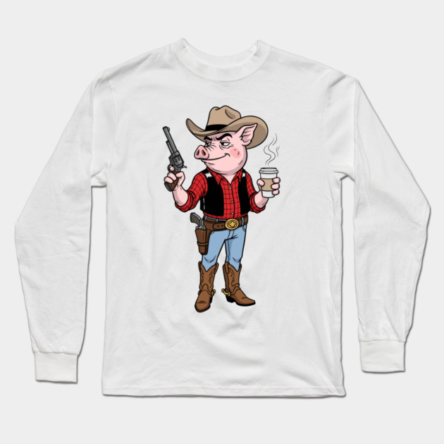 Pig Gunslinger Long Sleeve T-Shirt by enrynz
