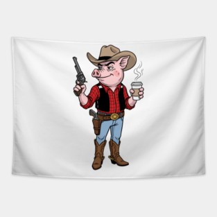 Pig Gunslinger Tapestry