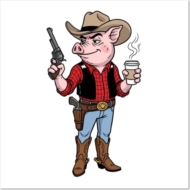 Pig Gunslinger Wall Art by Digironin