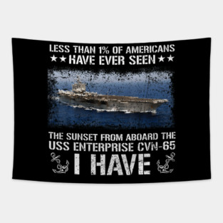 USS Enterprise CVN-65 Sunset Veteran Navy Aircraft Carrier Tapestry