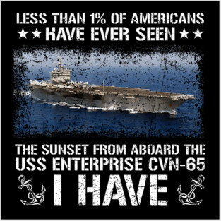 USS Enterprise CVN-65 Sunset Veteran Navy Aircraft Carrier Posters and Art