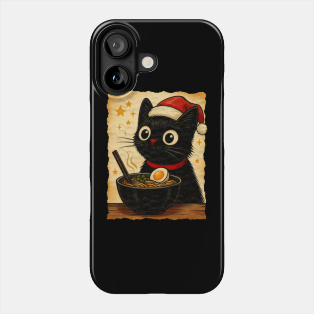 Funny Christmas Cat Ramen | Cute Holiday Noodle Lover Cat Phone Case by Db Printed