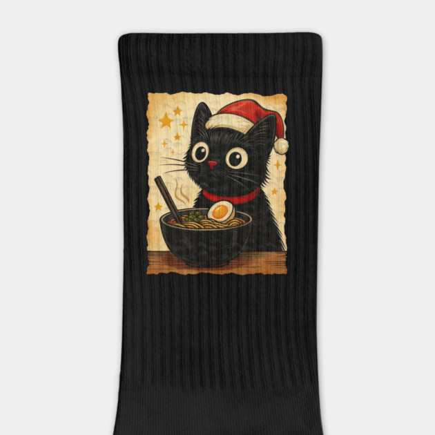 Funny Christmas Cat Ramen | Cute Holiday Noodle Lover Cat by Db Printed
