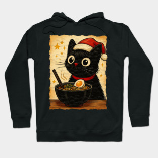 Funny Christmas Cat Ramen | Cute Holiday Noodle Lover Cat Hoodie