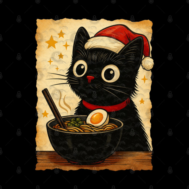 Funny Christmas Cat Ramen | Cute Holiday Noodle Lover Cat by Db Printed