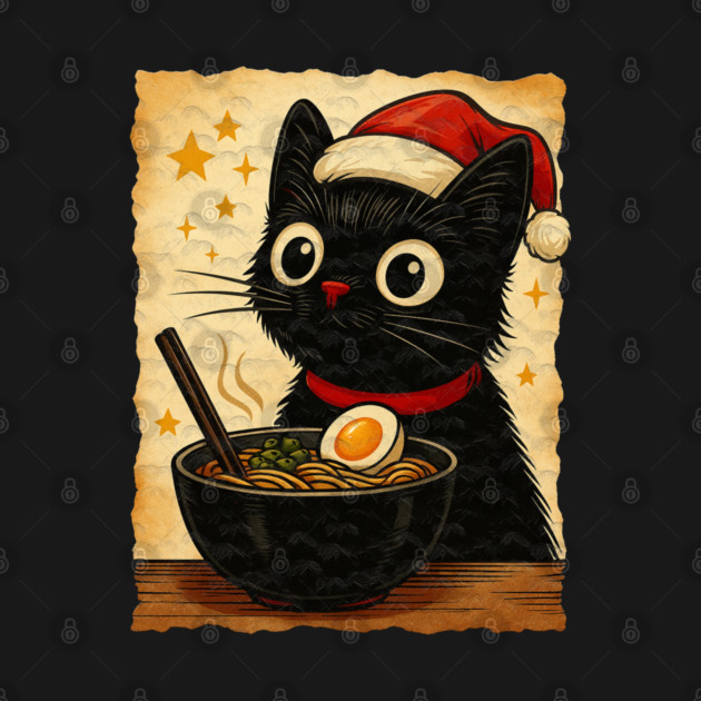 Funny Christmas Cat Ramen | Cute Holiday Noodle Lover Cat by Db Printed