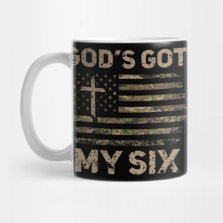 God's Got My Six Christian Military Veteran Camo Flag Mug