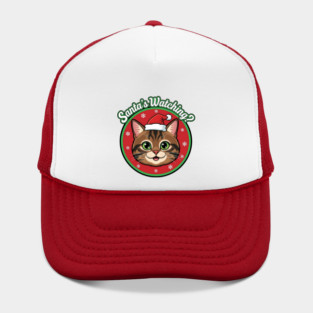 Santa's Watching Funny Cat - Christmas Kitten Design Hat