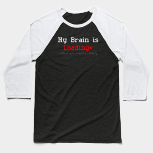 Brain Loading Pixel Humor – Retro American Glitch Style Baseball T-Shirt