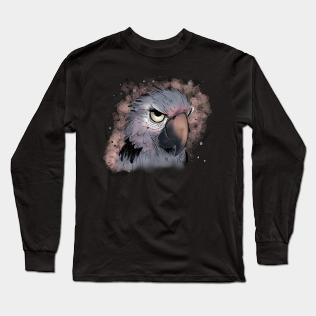 Grumpy Psittacus Parrot Long Sleeve T-Shirt by H. R. Sinclair