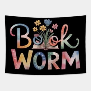 Book Worm with Flowers Reading Lover Tapestry