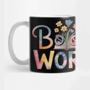 Book Worm with Flowers Reading Lover Mug