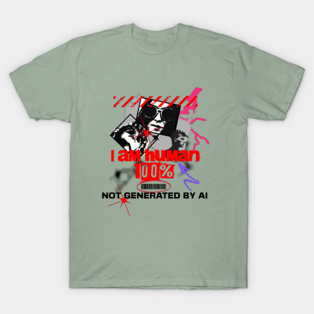 I Am Human, Not AI T-Shirt by Cool Monkey Designs