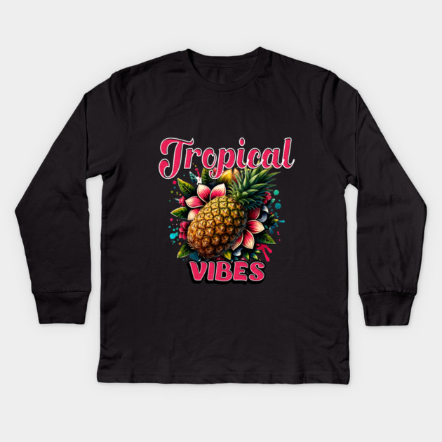 Tropical Vibes Kids Long Sleeve T-Shirt by Cool Monkey Designs