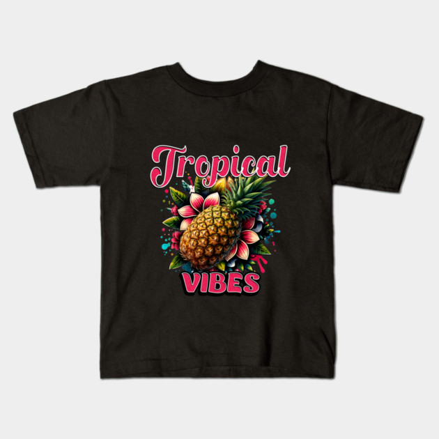 Tropical Vibes Kids T-Shirt by Cool Monkey Designs