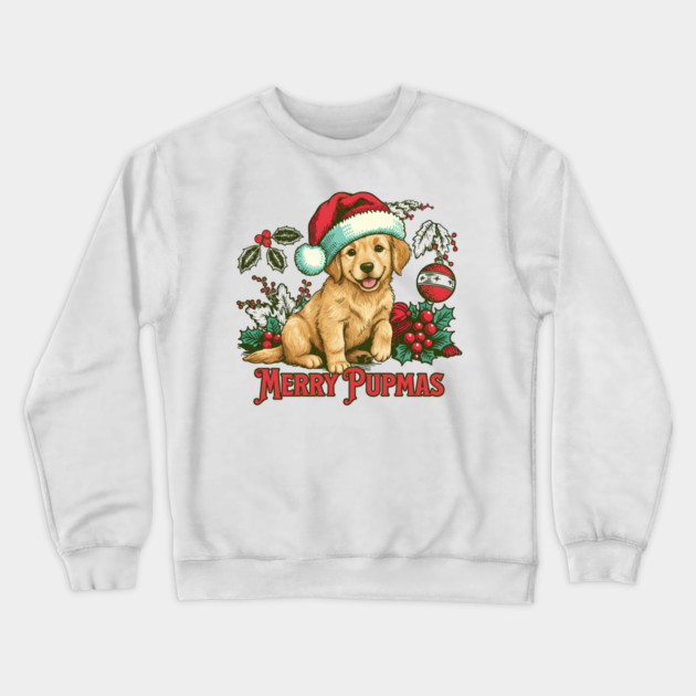 Puppy Christmas Crewneck Sweatshirt by Cool Monkey Designs