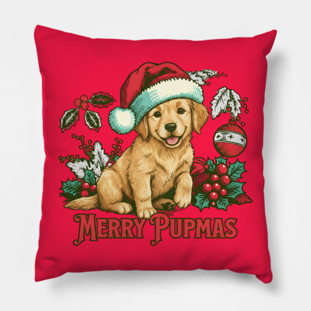 Puppy Christmas Pillow by Cool Monkey Designs