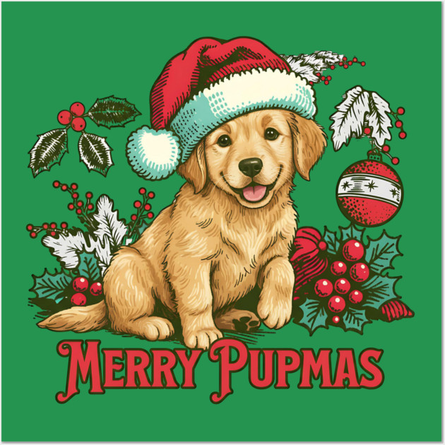 Puppy Christmas Wall Art by Cool Monkey Designs