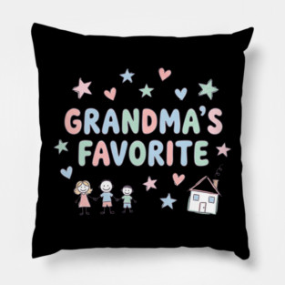 Grandma’s Favorite – Cute Kids Doodle Pastel Grandma Gift Pillow