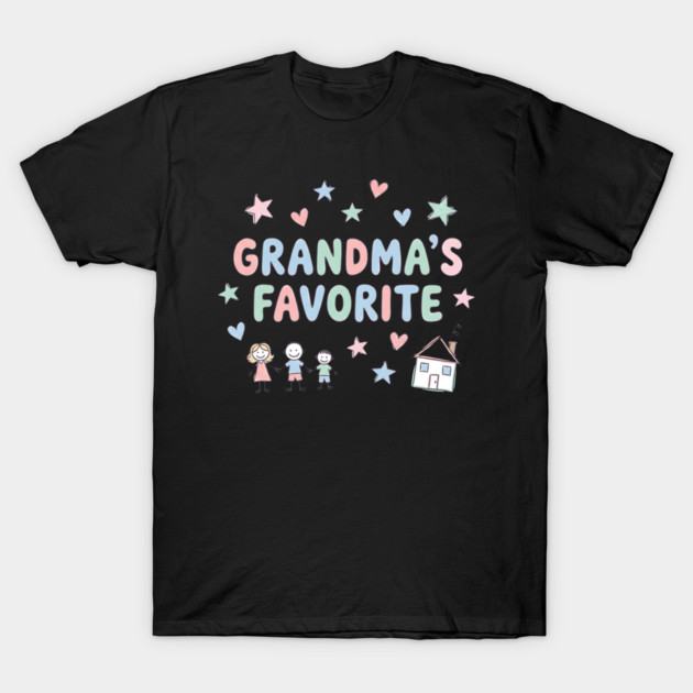 Grandma’s Favorite – Cute Kids Doodle Pastel Grandma Gift T-Shirt by ArtistTee ⭐⭐⭐⭐⭐