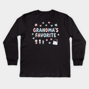 Grandma’s Favorite – Cute Kids Doodle Pastel Grandma Gift Kids Long Sleeve T-Shirt