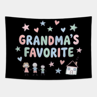 Grandma’s Favorite – Cute Kids Doodle Pastel Grandma Gift Tapestry