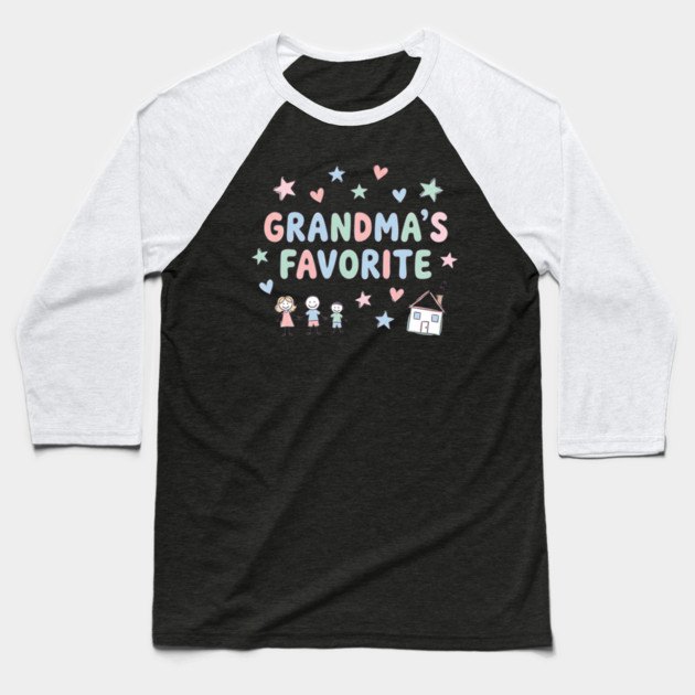 Grandma’s Favorite – Cute Kids Doodle Pastel Grandma Gift Baseball T-Shirt by ArtistTee ⭐⭐⭐⭐⭐