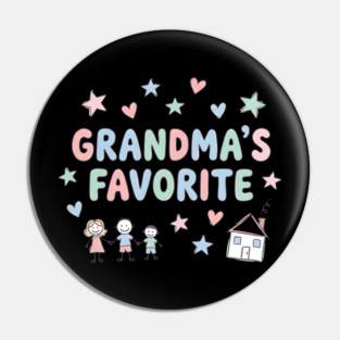 Grandma’s Favorite – Cute Kids Doodle Pastel Grandma Gift Pin