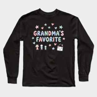 Grandma’s Favorite – Cute Kids Doodle Pastel Grandma Gift Long Sleeve T-Shirt