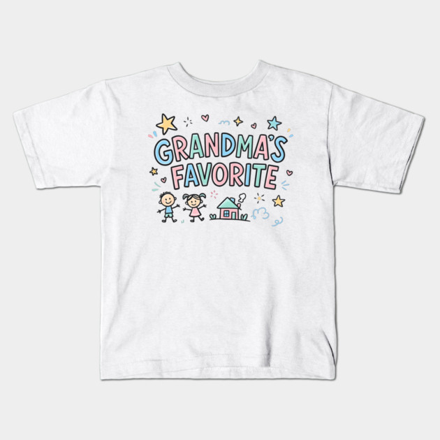 Grandma’s-Favorite-Cute-Kids-Doodle-Pastel-Grandma Kids T-Shirt by ArtistTee ⭐⭐⭐⭐⭐