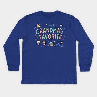 Grandma’s-Favorite-Cute-Kids-Doodle-Pastel-Grandma Kids Long Sleeve T-Shirt