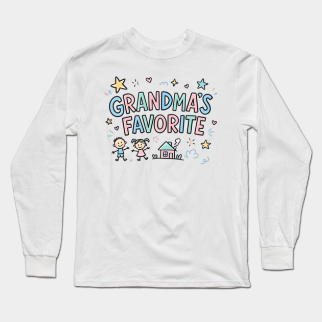 Grandma’s-Favorite-Cute-Kids-Doodle-Pastel-Grandma Long Sleeve T-Shirt by ArtistTee ⭐⭐⭐⭐⭐