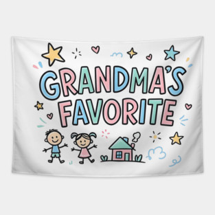 Grandma’s-Favorite-Cute-Kids-Doodle-Pastel-Grandma Tapestry