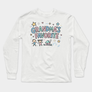 Grandma’s-Favorite-Cute-Kids-Doodle-Pastel-Grandma Long Sleeve T-Shirt