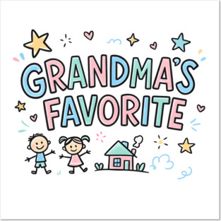 Grandma’s-Favorite-Cute-Kids-Doodle-Pastel-Grandma Posters and Art