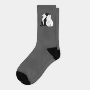 Cat Elegance: Black and White Felines a Trio of Grace Socks