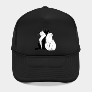 Cat Elegance: Black and White Felines a Trio of Grace Hat